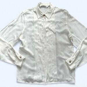 Vintage Talbot’s White Pleated Button-Down Shirt Size 10
